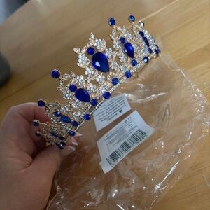 Royal Blue and Gold Crystal Tiara